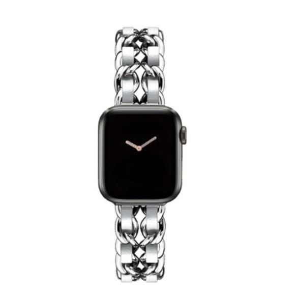 NEW Strap Chain Leather Stainless Band For Apple Watch - WS - Picture 1 of 16